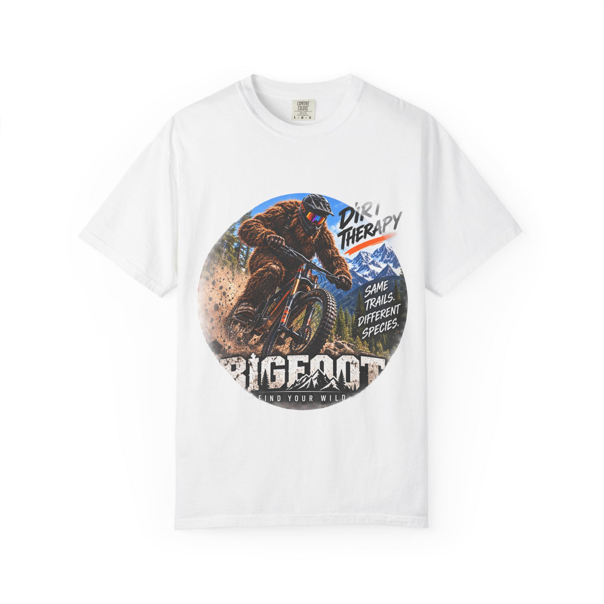 Dirt Therapy Mountain Biker Graphic T-Shirt | Bigfoot Trail Adventure