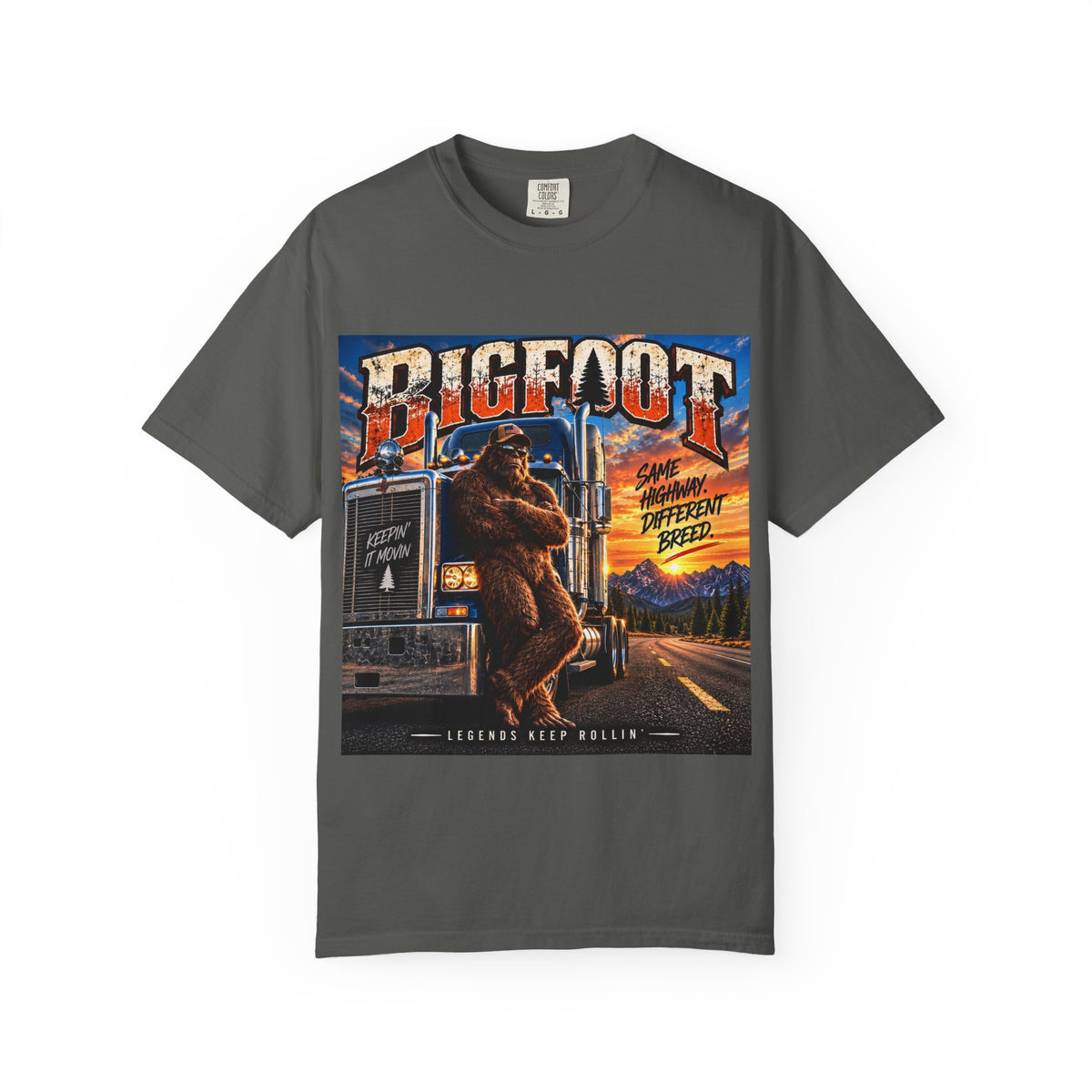 Bigfoot Trucker Vintage Graphic T-Shirt | Sasquatch Highway Retro Design