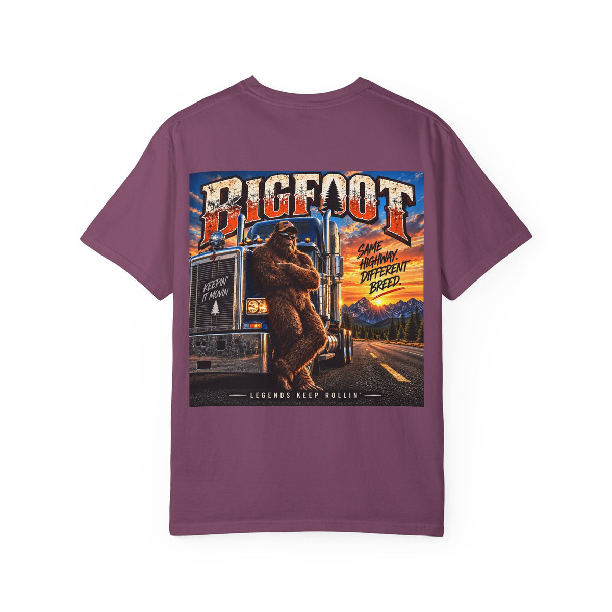 Back-Print  Bigfoot Trucker Vintage Graphic T-Shirt | Sasquatch Highway Retro Design