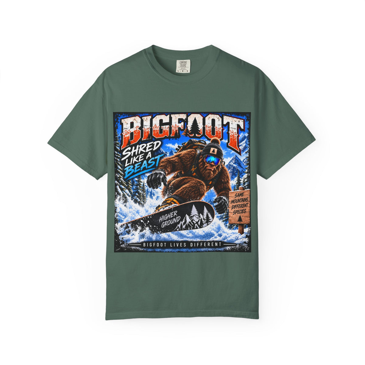 Bigfoot Snowboarder Illustration T-Shirt | Shred Like a Beast Tee