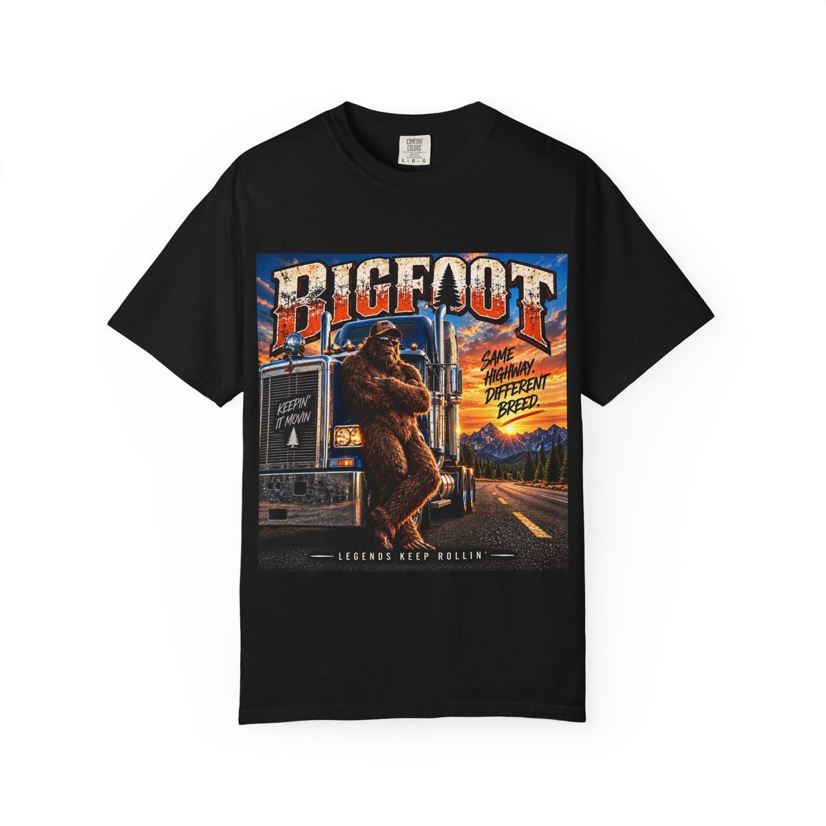Bigfoot Trucker Vintage Graphic T-Shirt | Sasquatch Highway Retro Design