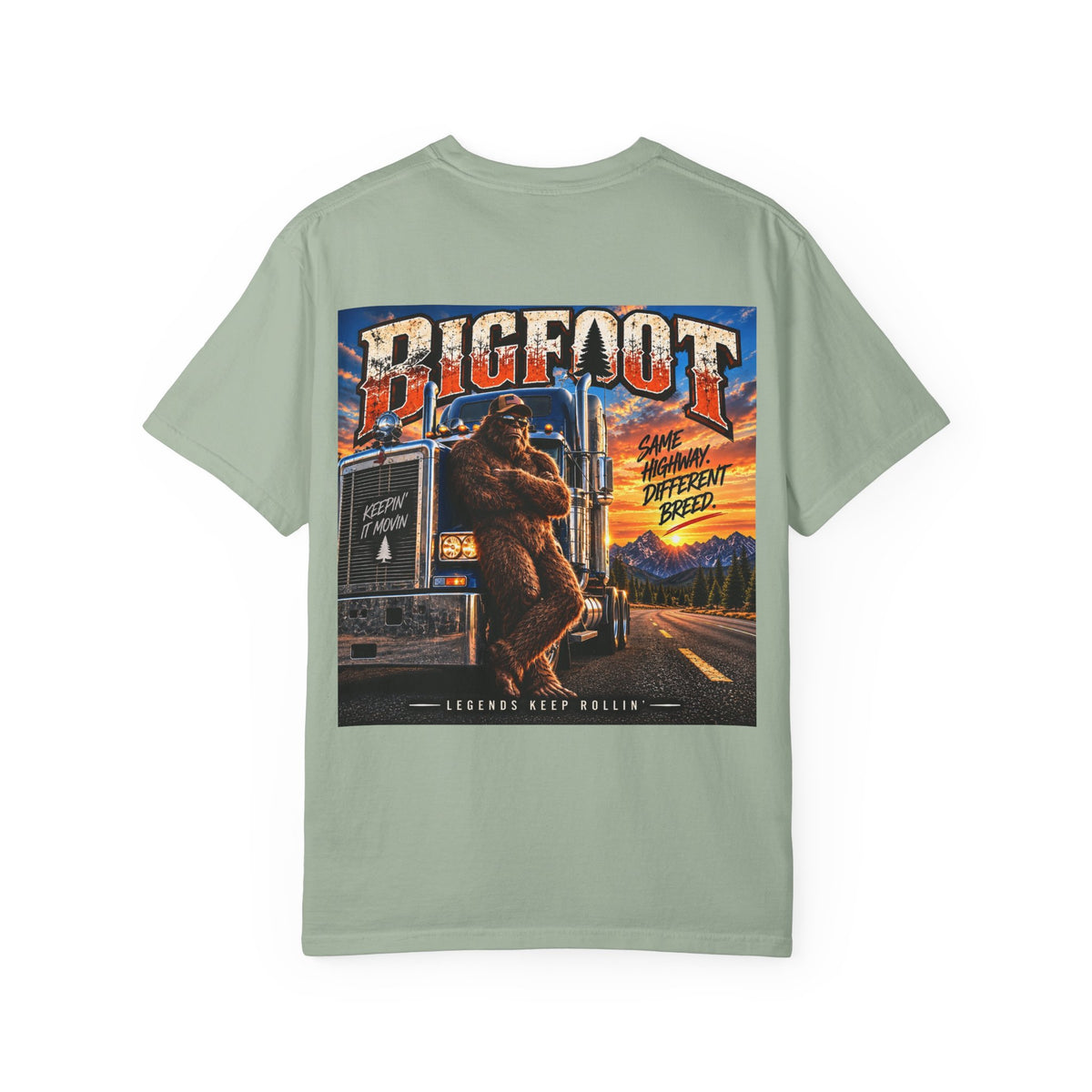 Back-Print  Bigfoot Trucker Vintage Graphic T-Shirt | Sasquatch Highway Retro Design