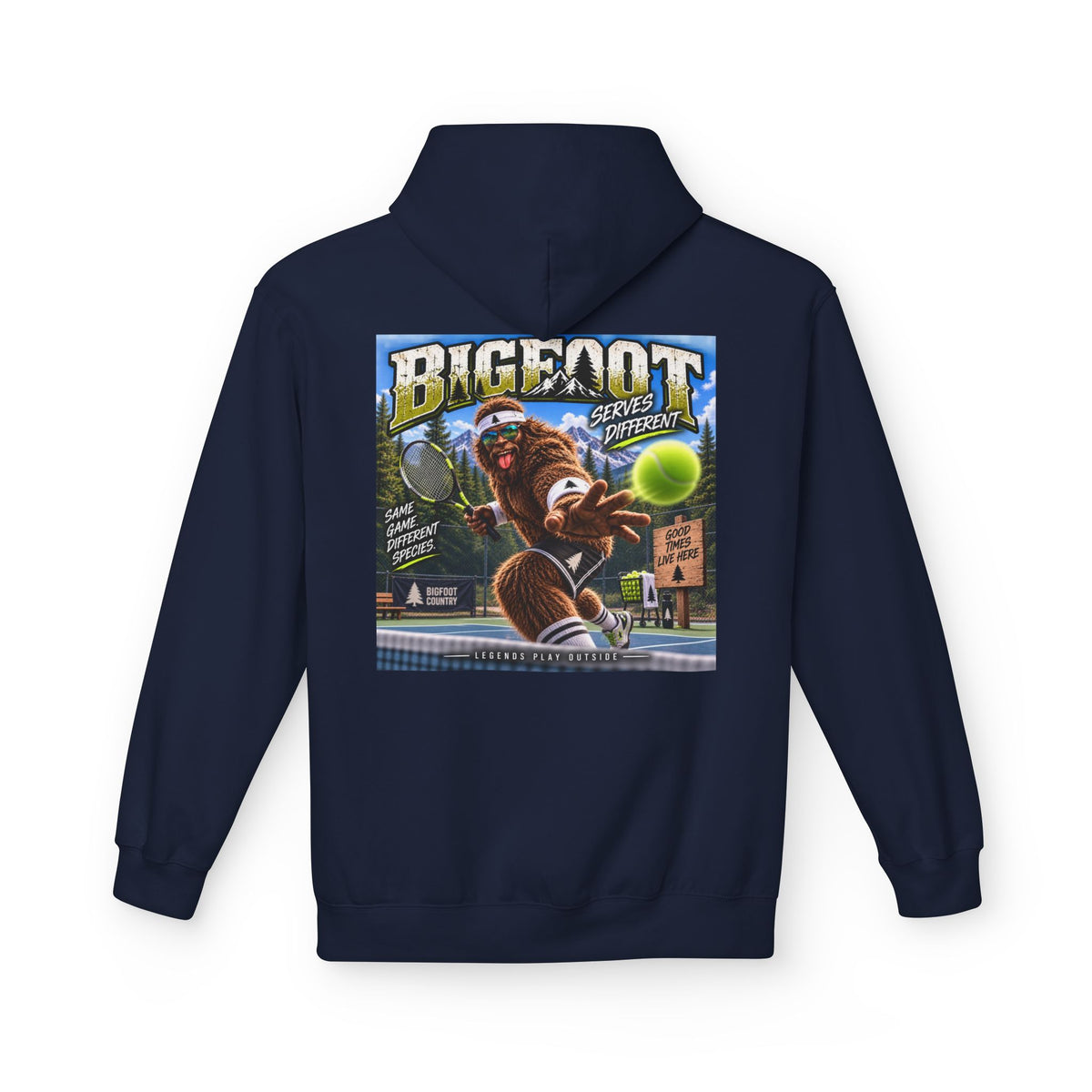 Back Print -  Bigfoot Retro Poster Hoodie | Sasquatch Vintage Cryptid Design