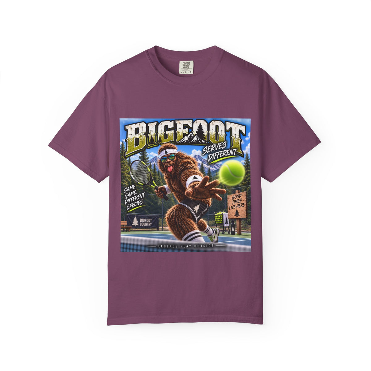Bigfoot Tennis Graphic T-Shirt | Vintage Sports Monster Illustration