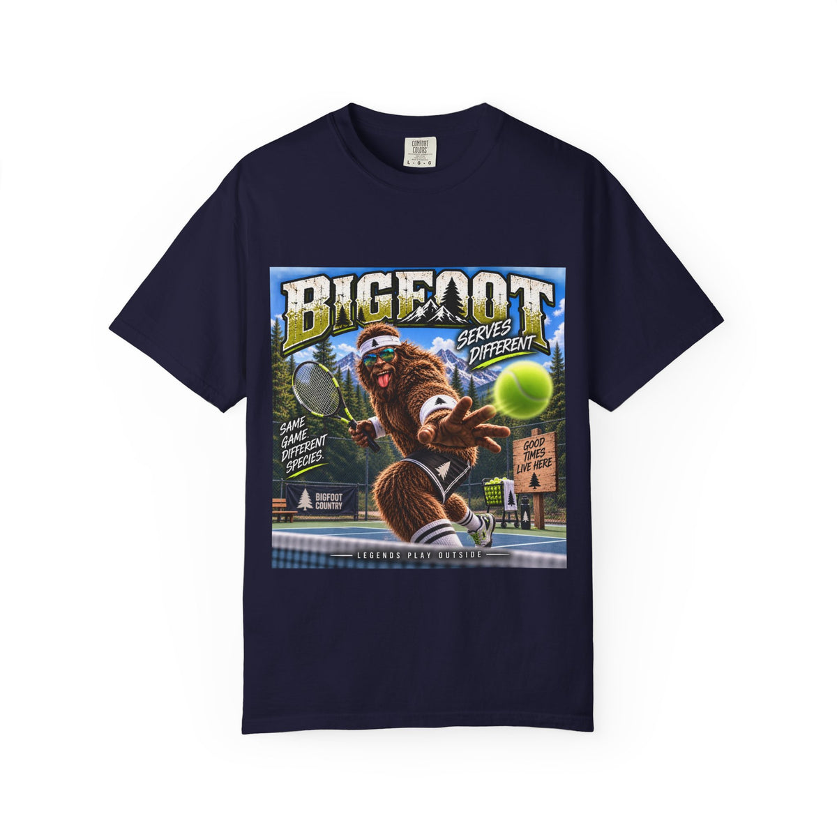 Bigfoot Tennis Graphic T-Shirt | Vintage Sports Monster Illustration