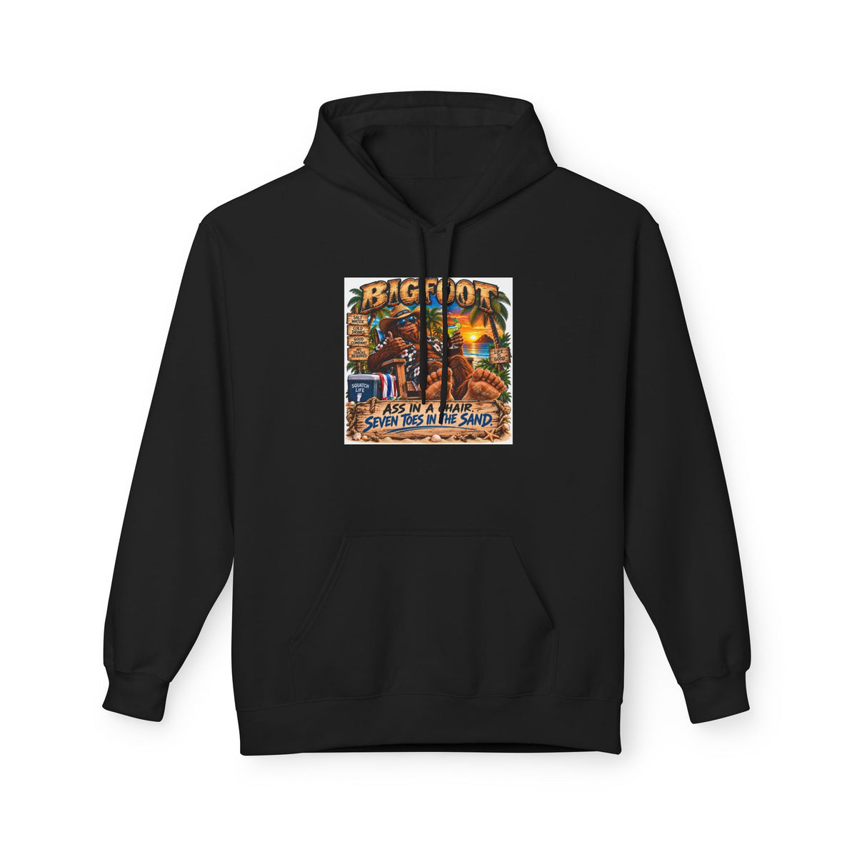 Big Lot Vintage Tropical Scene Hoodie | Sunset Palm Trees, Beach Road Sign