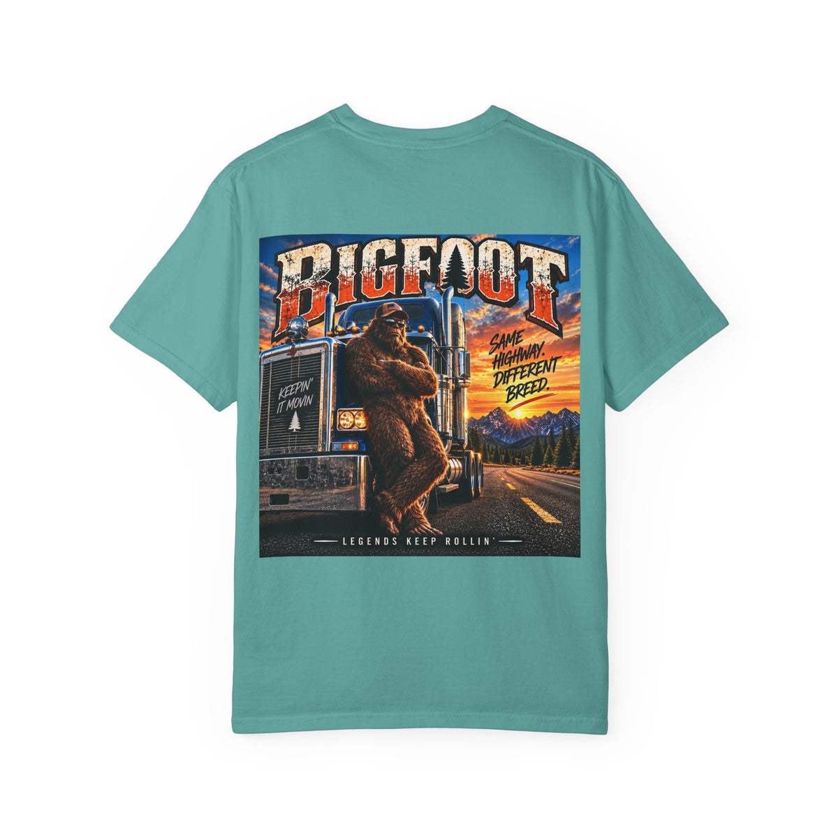 Back-Print  Bigfoot Trucker Vintage Graphic T-Shirt | Sasquatch Highway Retro Design