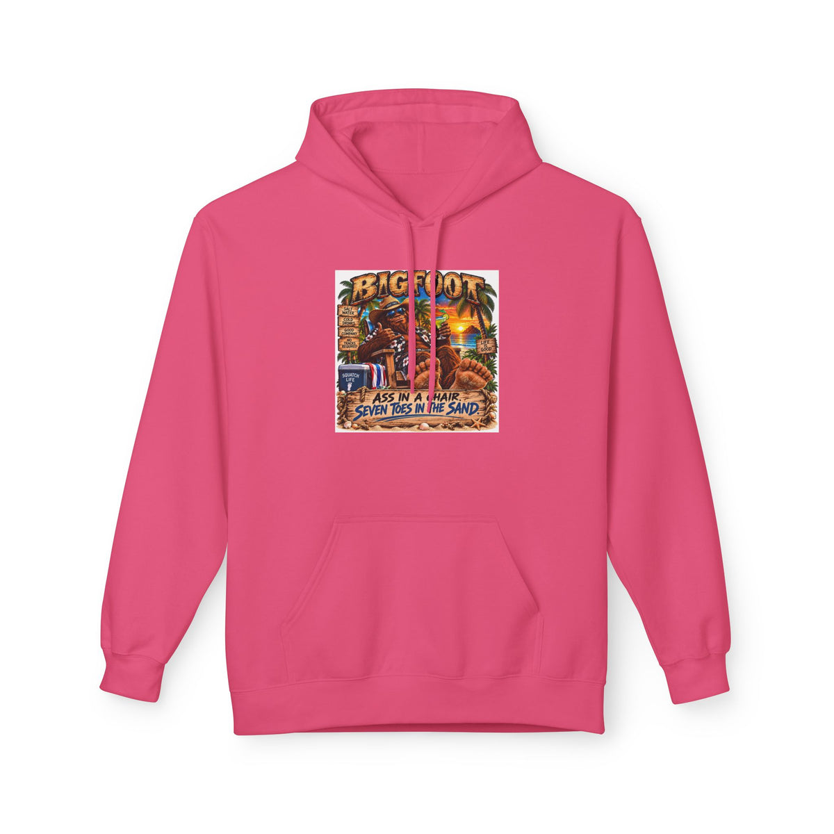 Big Lot Vintage Tropical Scene Hoodie | Sunset Palm Trees, Beach Road Sign
