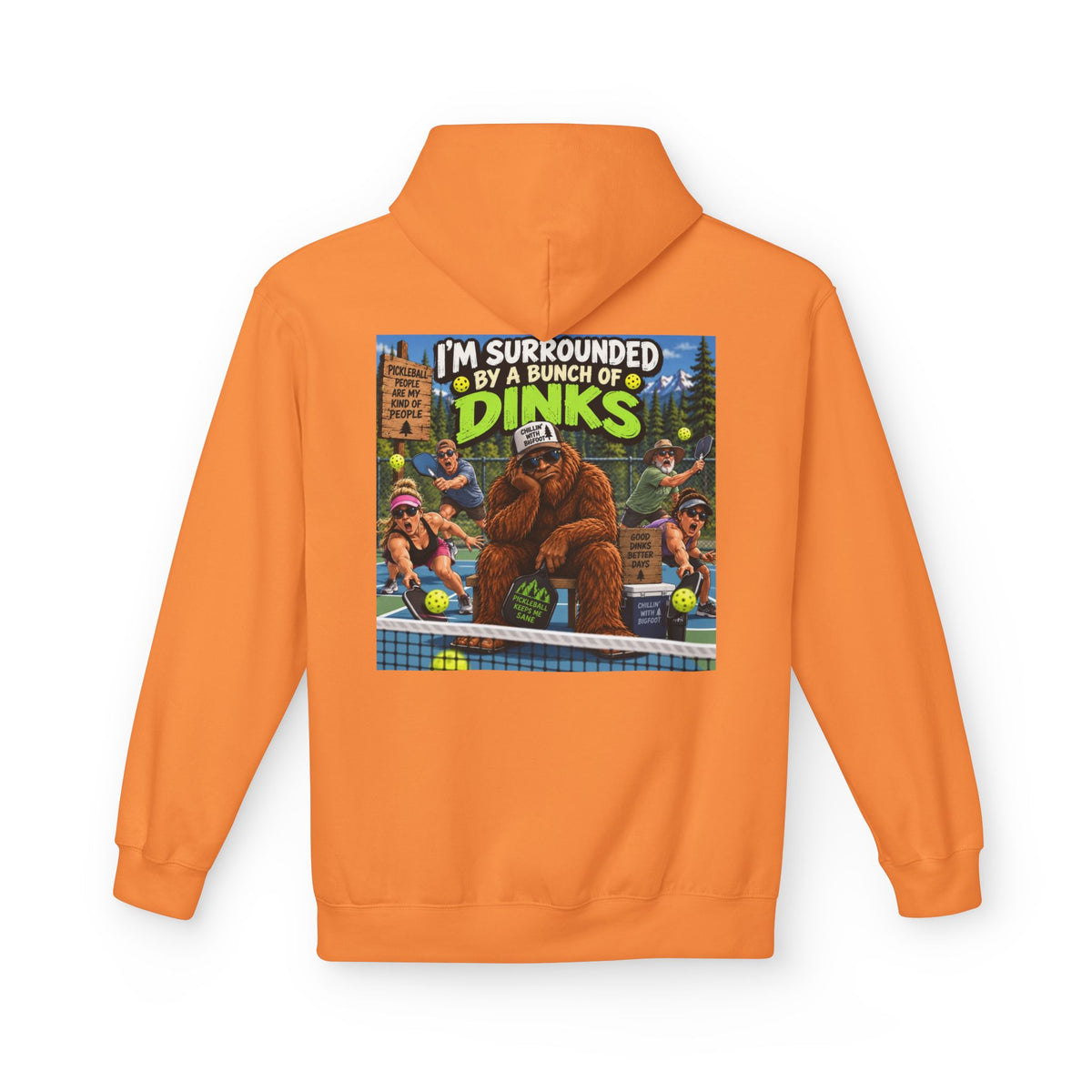 Back Print - I'm Surrounded by Dinos Hoodie | Retro Cartoon Dinosaur Illustration