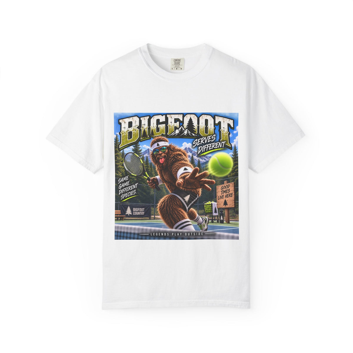 Bigfoot Tennis Graphic T-Shirt | Vintage Sports Monster Illustration