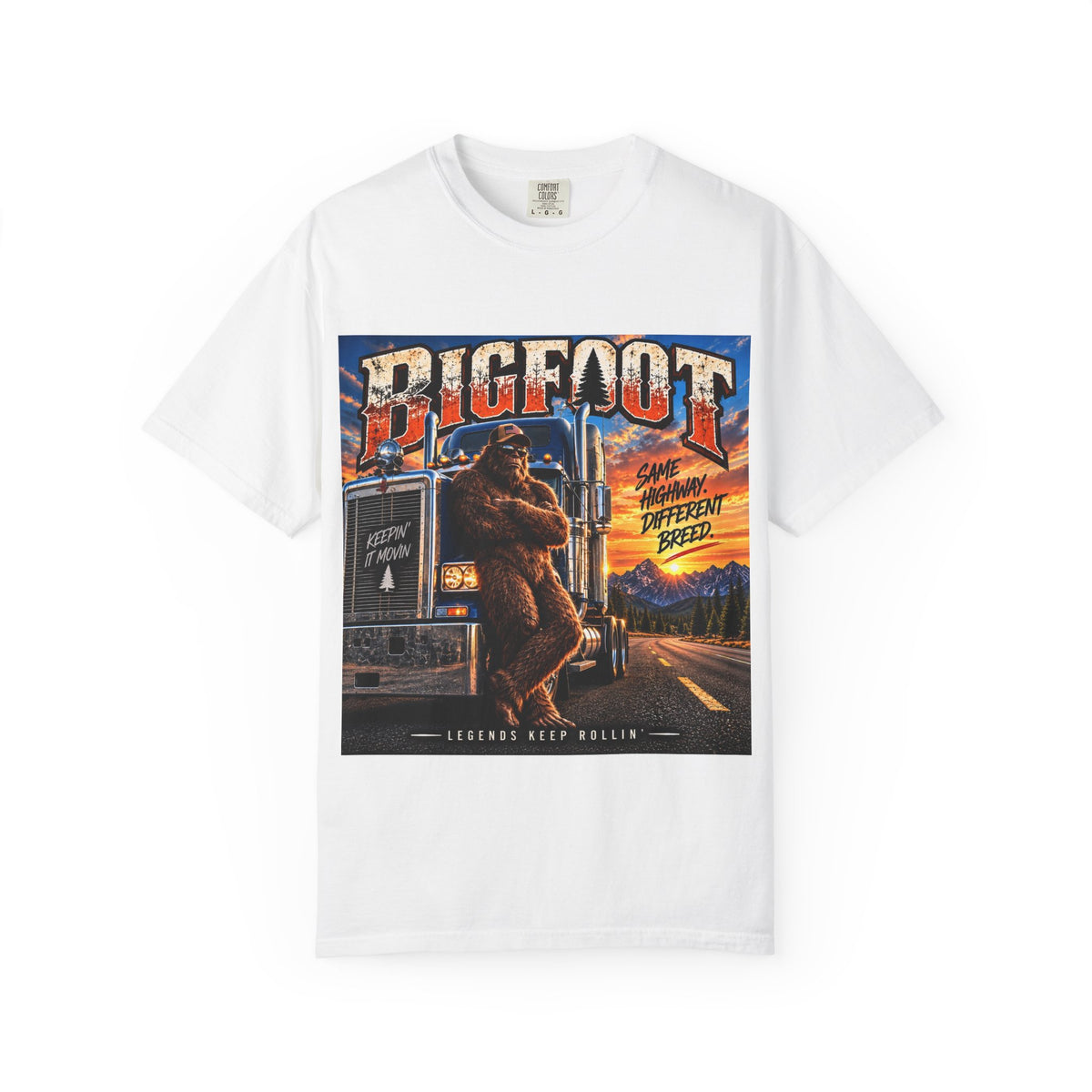 Bigfoot Trucker Vintage Graphic T-Shirt | Sasquatch Highway Retro Design