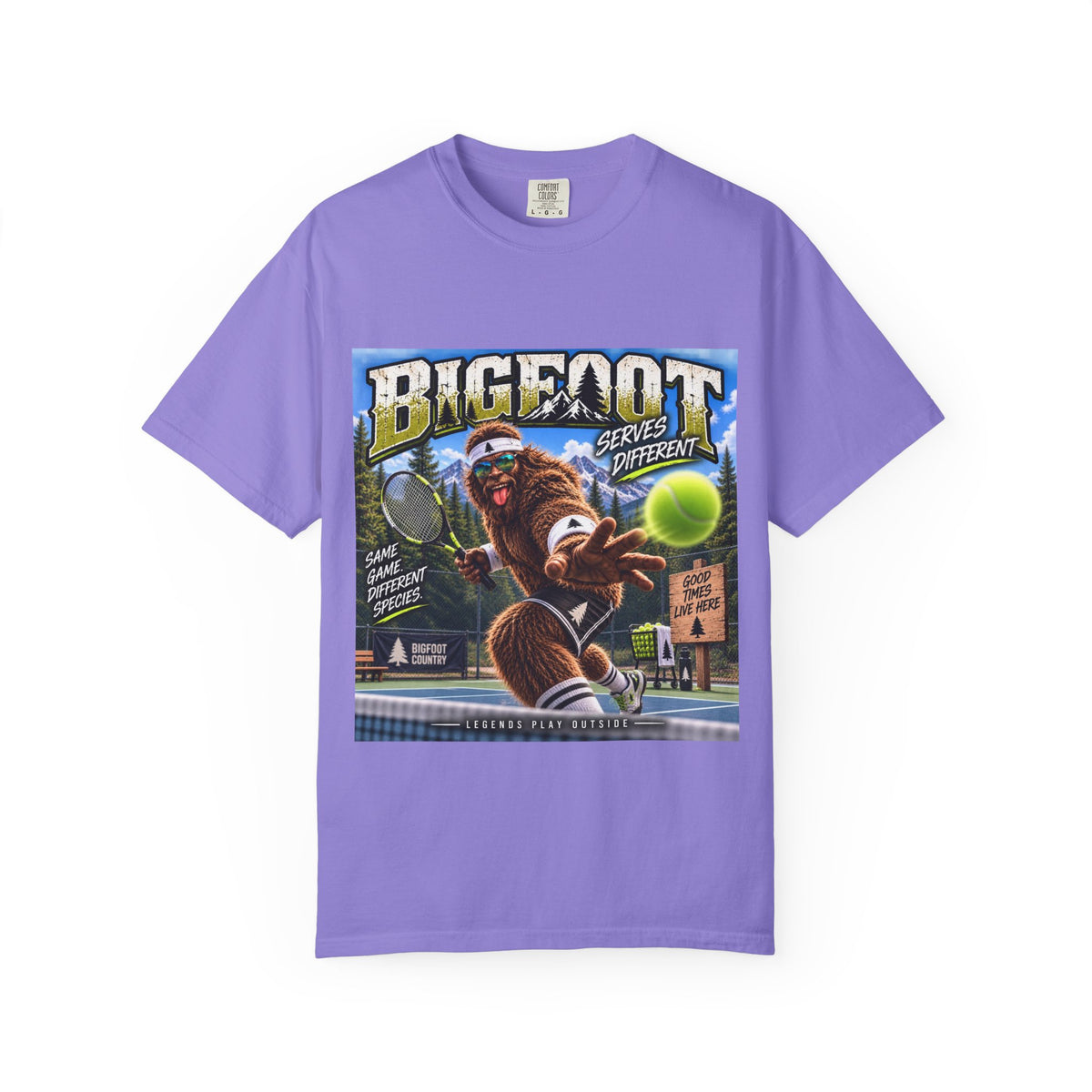 Bigfoot Tennis Graphic T-Shirt | Vintage Sports Monster Illustration