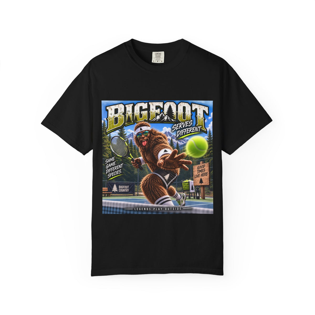 Bigfoot Tennis Graphic T-Shirt | Vintage Sports Monster Illustration