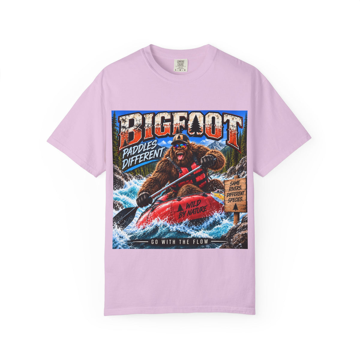 Bigfoot Kayaking Tee | Sasquatch Paddles Different, River Rapids Graphic Shirt