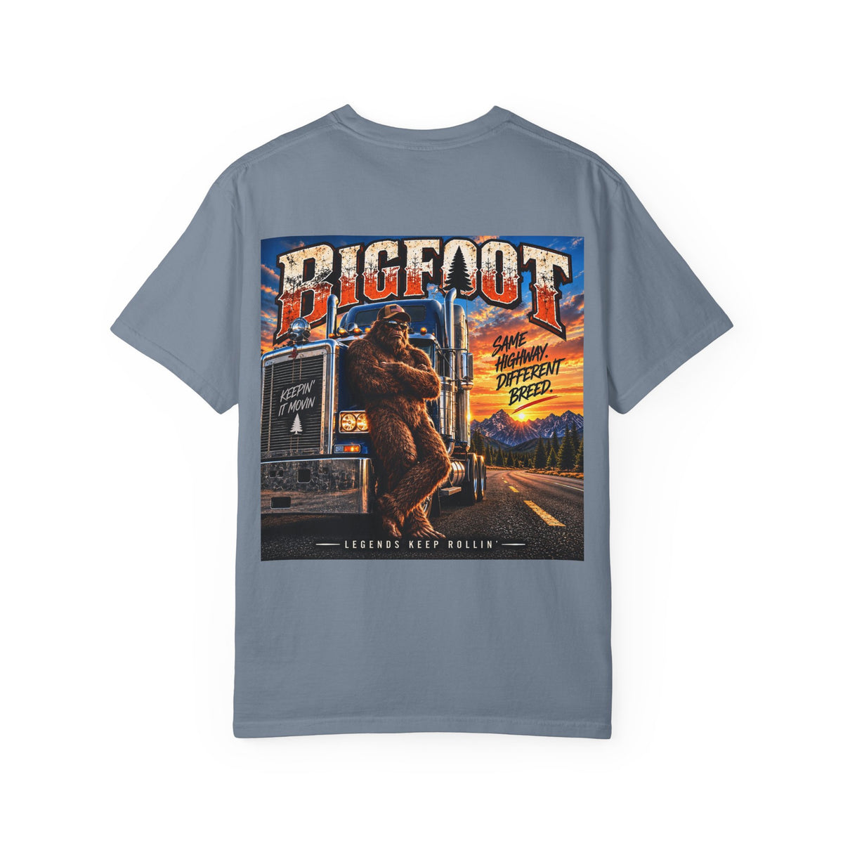 Back-Print  Bigfoot Trucker Vintage Graphic T-Shirt | Sasquatch Highway Retro Design