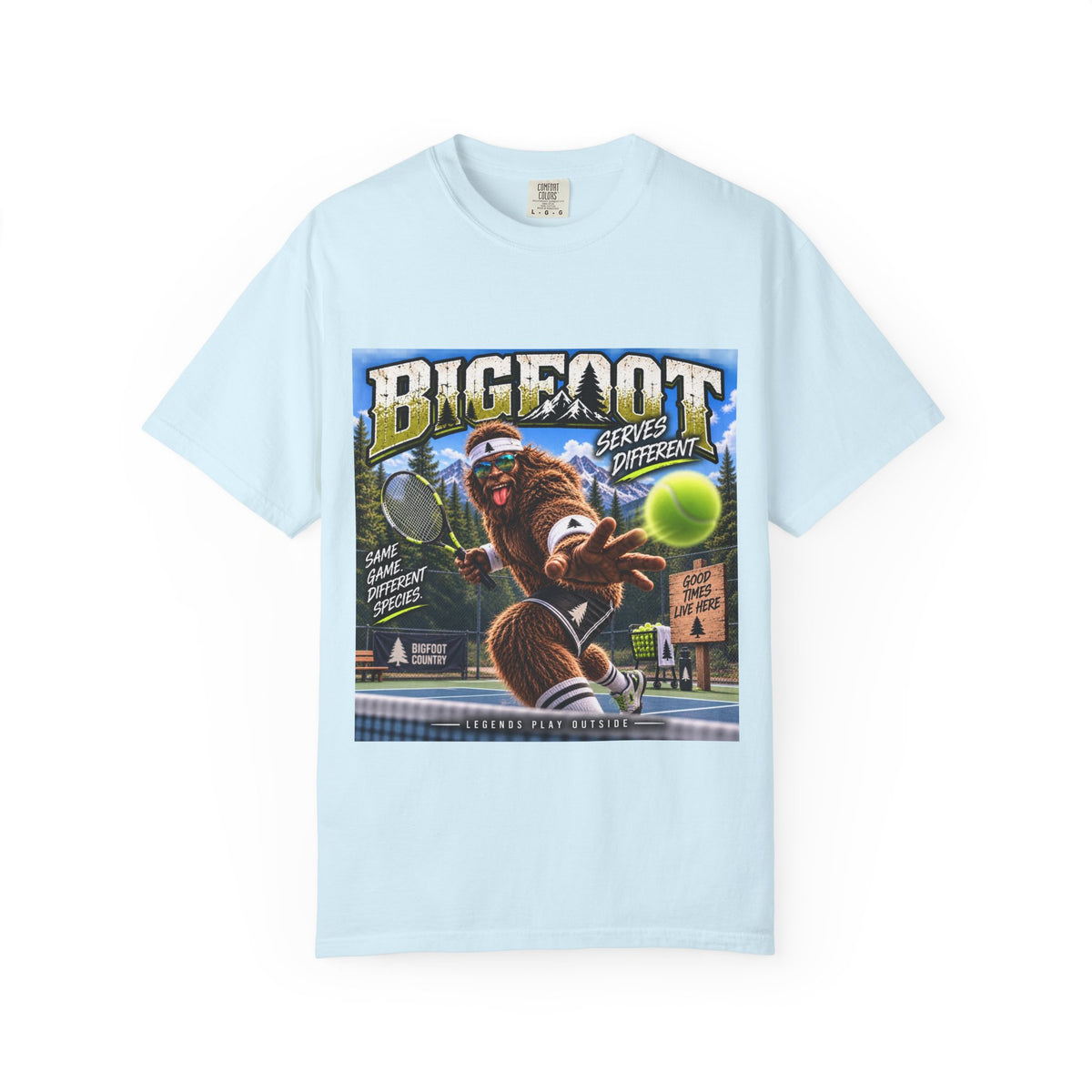 Bigfoot Tennis Graphic T-Shirt | Vintage Sports Monster Illustration