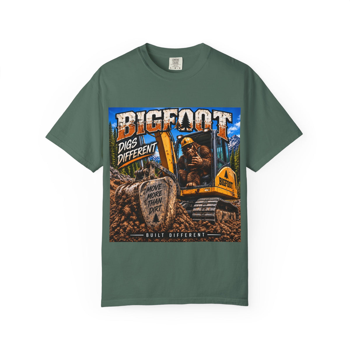 Bigfoot Digs Different excavator shirt | T-Shirt